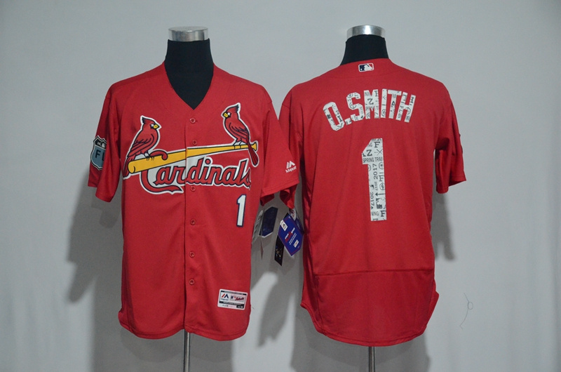 2017 MLB St. Louis Cardinals #1 O.Smith Red Spring Training Flex Base Jersey->san francisco giants->MLB Jersey
